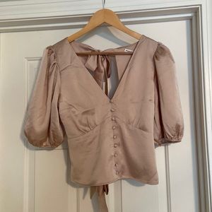 Abercrombie & Fitz champagne blouse with open back